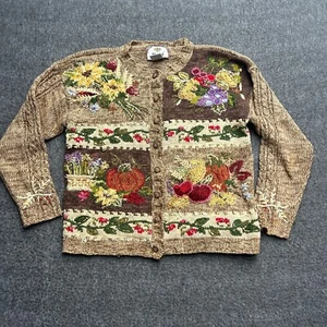Tiara International Sweater Womens Small Fall Pumpkin Button Cardigan Vintage - Picture 1 of 12