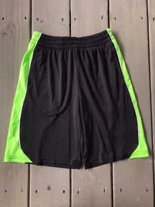 Puma Athletic Basketball Shorts Youth Sz M 10/12 Pockets Drawstring Black Green - Picture 1 of 6