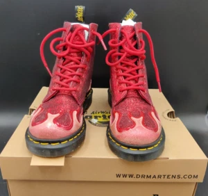 24034689 Dr. Martens 1460 pascal Flame Boots 5 Pink+Red+Red Sparkle Pink Red - Picture 1 of 15