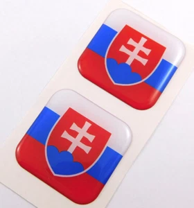 Slovakia flag Square Domed Decal car bike gel stickers 1.5" 2pc - Imagen 1 de 2