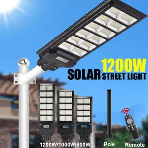 LED Street Light Solar Power with Pole Remote Control Garden Radar Sensor IP66 - Picture 1 of 29
