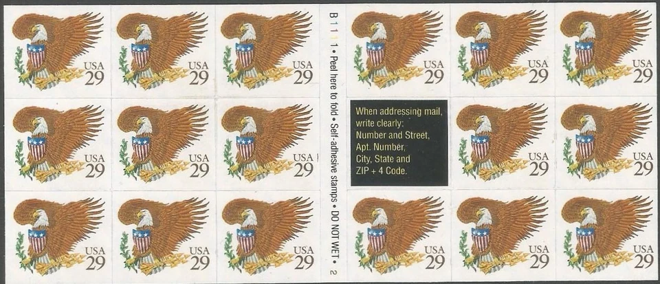 Booklet of 17 - Scott 2595 - 29 cent - Eagle & Shield - Brown - 1992 - MNH - Image 1 of 1