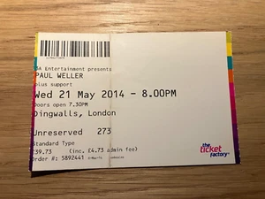 Used Paul Weller London Dingwalls Ticket Stub 21/05/2014 MEGA RARE The Jam - Picture 1 of 2