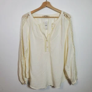 Blusa LOFT Para Mujer Marfil Campesino Ojales Recortados Mangas Largas Talla M Nueva con Defecto - Imagen 1 de 12