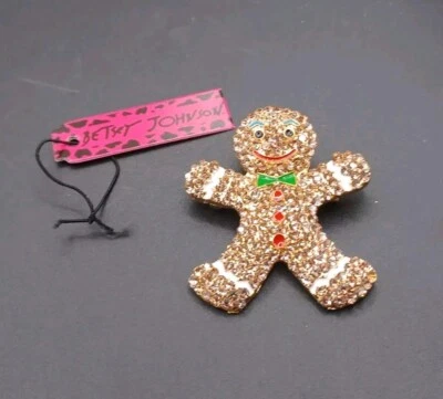 Nuevo broche prendedor Betsey Johnson estrás pan de jengibre hombre Foto 1 de 3