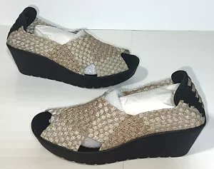 Steven By Steve Madden Braavo Rose Gold Metallic Peep Toe Wedge Heel Shoes 7.5 - Picture 1 of 9