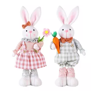 Easter Bunny Plush Bunny Plushie Retractable Legs 16.1 to 21.6in for Easter - Picture 1 of 14