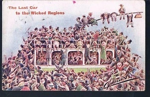 CYNICUS POSTKARTE DAS LETZTE AUTO IN DIE BÖSEN REGIONEN 1907 STRATFORD AUF AVON - Bild 1 von 2