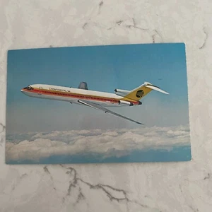Postal de avión de vuelo cromada vintage Continental Airlines Boeing 727 Trijet - Imagen 1 de 4