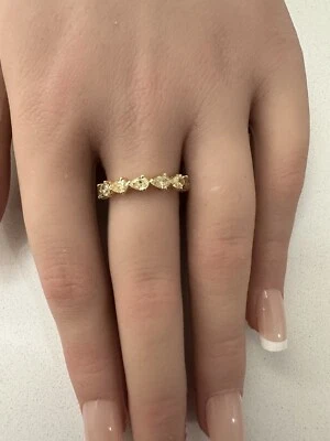 Anillo de eternidad de diamantes amarillos de lujo de pera natural de 2,51 quilates de oro amarillo de 18 quilates Foto 1 de 4