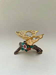 FIGURA DE ELEMENTO CRISTAL MARIPOSA SWAROVSKI CHAPADA EN ORO 24K - Imagen 1 de 4