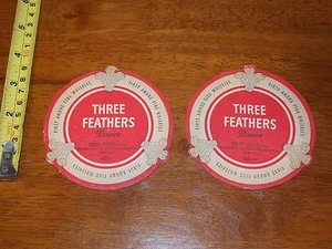 LOT OF 2 COASTERS THREE FEATHERS BLENDED WHISKEY - Picture 1 of 2