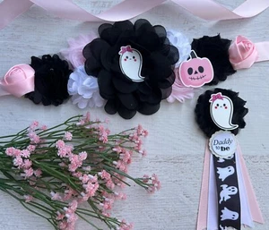 Conjunto de faja de maternidad fantasma cinturón y prendedor de papá para ser, faja de baby shower fantasma - Imagen 1 de 2