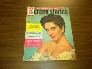 SCREEN STORIES 1957 REVISTA DE PELÍCULAS DE FEBRERO-LIZ TAYLOR MINEO CLIFT PERKINS NADER - Imagen 1 de 1