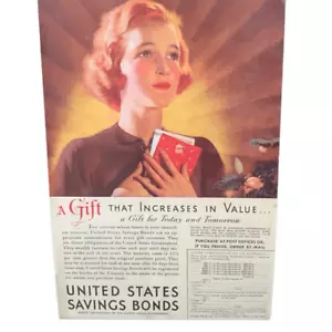 Vintage 1936 United States Savings Bonds A Gift Ad Advertisement - Picture 1 of 4