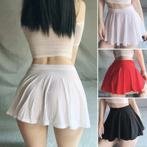 New Women Mini Skirt Sheer See Through Skirts A-Line Pleated Skirt Party Wear US - Picture 1 of 16