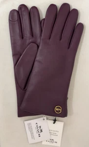 Genuine COACH Tech Gloves for Women Leather w/Wool Lining * Deep Berry MSRP $148 - Picture 1 of 5
