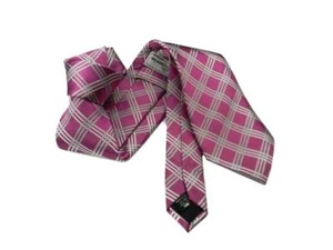 Neuf Cravate Violet à Carreaux Blancs Made IN Italy Soie Haut Quality Silktie - Bild 1 von 1