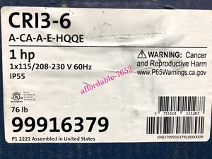 NEW Grundfos 99916379 CRI3-6 A-CA-A-E-HQQE 1Hp1x115/208-230V 60Hz DHL or FedEX - Picture 1 of 1