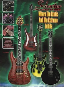 Schecter C-1 Classic 006 Elite S-1 Green Flame Devil Tribal guitar advertisement - Picture 1 of 3
