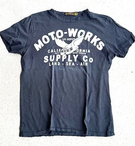 Johnson Motors Steve MOTO WORKS distressed M Faded Black Shirt NEU ohne Etikett - Bild 1 von 6