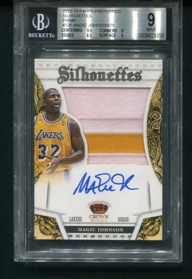 2013-14 Panini Preferred Magic Johnson Silhouettes Prime Patch Auto /25 BGS 9 10 - Image 1 of 2