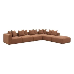 Pemberly Row 6-piece Fabric Upholstered Modular Sectional Terracotta - Picture 1 of 17