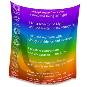 Chakra Chart Tapestry 7 Chakra Yoga Wall Art Decor 36L" x 24W" tapestries02 - Picture 1 of 8