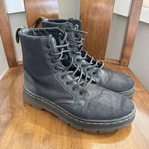 Dr. Martens Combs Tech Men’s 8 Black Canvas Lace Up Combat Boots - Picture 1 of 6