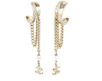 CHANEL B22B seltene ausverkaufte CC Perlen Kristall Creolen mit Box Verpackung - Bild 1 von 4