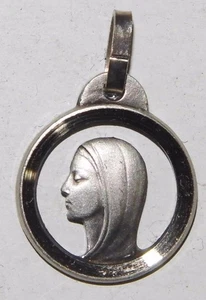 Schöne durchbrochene Silbermedaille Heilige Jungfrau Maria Muttergottes von Lourdes religiös - Bild 1 von 2