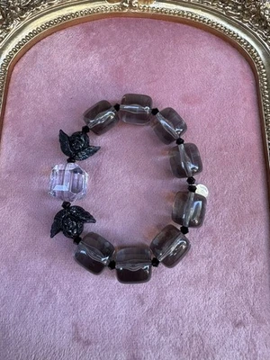 Tarina Tarantino Vintage LA City Girl Black Gray Dark Angel Cherub Bracelet - Image 1 of 4