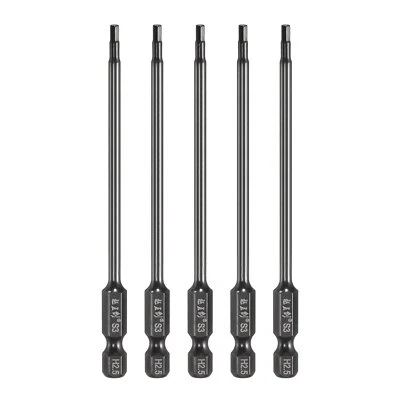 5pcs 2.5mm Metric Hex Head Wrench Drill Bit 100mm Length Magnetic Bits, Black - Image 1 of 4