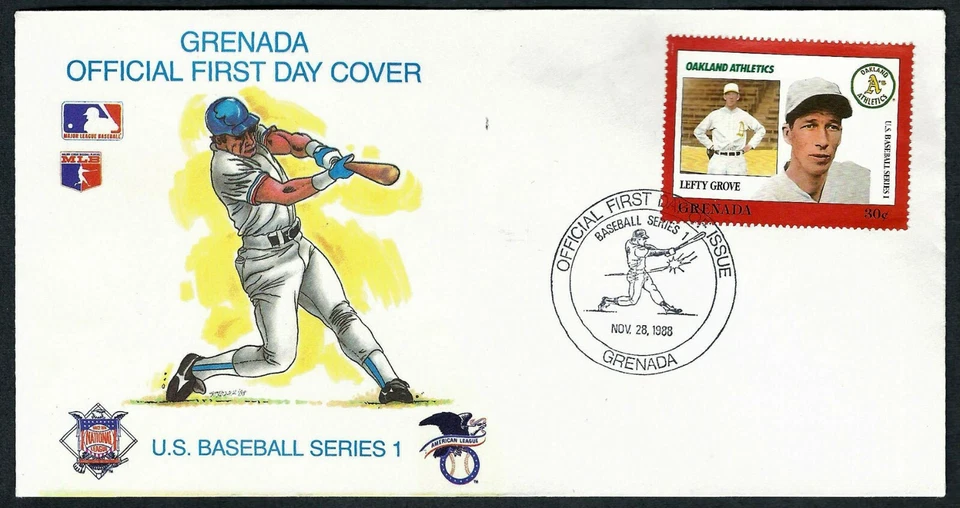 GRENADA, SCOTT # 1667-F, FDC COVER OF LEFTY GROVE, MAJOR LEAGUE BASEBALL PLAYER - Image 1 of 1