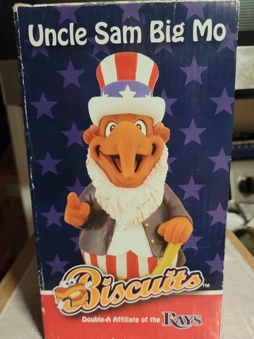 IN BOX Montgomery Biscuits Uncle Sam 4th of July Big Mo Mascot Tampa Bay Rays Cover