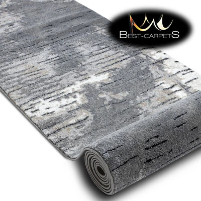 Modern AMAZING structural Runner COZY Rio grey beige 60-120cm extra long RUGS - Image 1 of 4