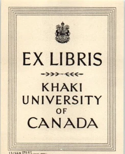 Ex Libris Khaki University of Canada Vintage Unused BookPlate - Imagen 1 de 2