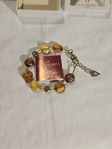 Antica Murrina Venezia Glass Bead Bracelet In Beautiful Golden Colors - Picture 1 of 14