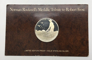 Norman Rockwell Medallic Token to Robert Frost solid sterling silver proof