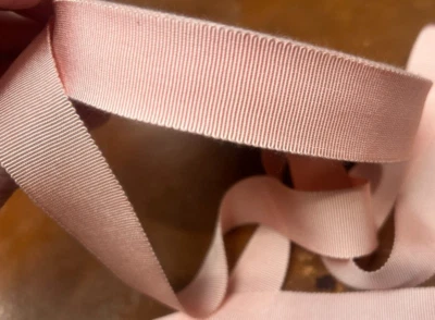 复古棉质人造丝 Petersham 装饰 1 英寸玫瑰花蕾粉色丝带 1 码 美国制造 — 第 1/3 张图片