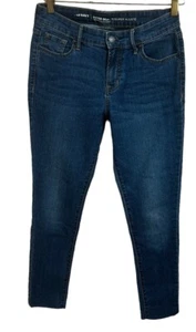 Pantalones de mezclilla Old Navy súper ajustados tiro medio talla 4 azul oscuro lavado elástico entrepierna 27" - Imagen 1 de 5