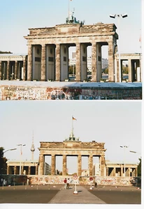 2 Fotos 17,5 x 13 cm Berlin, Brandenburger Tor + Mauer, ca. 1987 - Bild 1 von 1