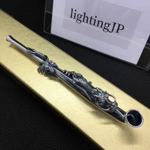 Kiseru Smoke Pipe Japanese Rising Dragon Silver Brass Made In Japan - Picture 1 of 14