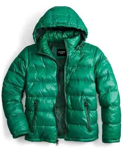 💥New💥 MEN’S GUESS GREEN PUFFER JACKET w/ DETACHABLE HOOD  Size XLt WINTER - Picture 1 of 24