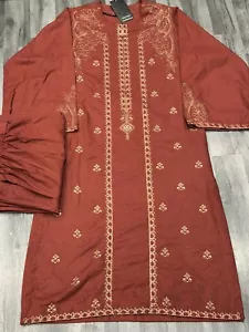 Womens Al Karam/Ethnic/Maria B/Khaadi/Limelight/Charizma Size L Rust - Picture 1 of 6