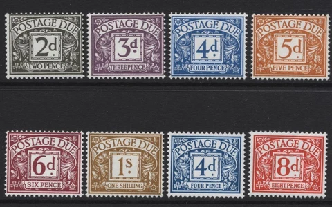 1968-9 2d-1/- STERLING NO WMK POSTAGE DUE UNMOUNTED MINT SET OF EIGHT. D69-76 Cover
