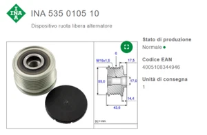 Dispositivo ruota libera alternatore INA 535 0105 10 - Foto 1 di 2