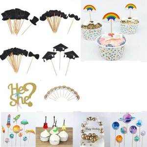 Wedding Birthday Party Cake Picks Cupcake Toppers Cake Dessert Decor Supplies - Picture 1 of 28