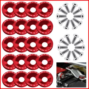 20pcs Red Jdm Billet Aluminum Fender/Bumper Washer Bolt Engine Bay Dress Up Kit - Picture 1 of 7