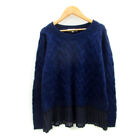 Grove Knit Sweater Long Sleeve Round Neck All Over Pattern Switching M Navy /Ms1